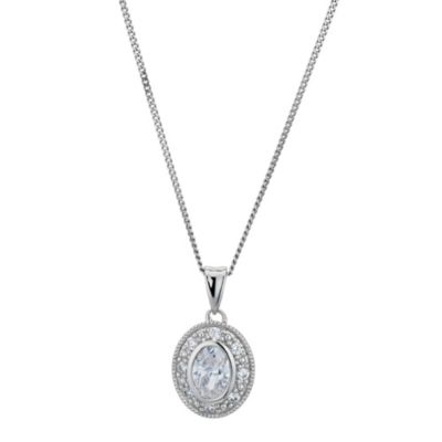 Silver cubic zirconia oval vintage pendant - Product number 9258337