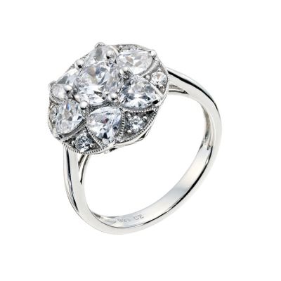 Silver cubic zirconia flower ring - Product number 9258477