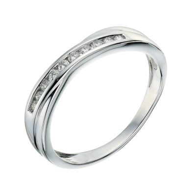 Platinum ladies' diamond set crossover wedding ring - Product number 9258663