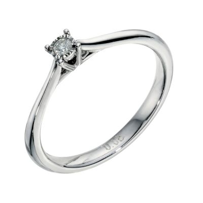 9ct white gold diamond illusion set solitaire ring - Product number 9259074