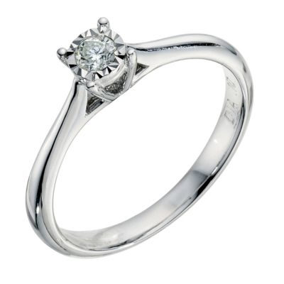 9ct white gold diamond illusion set solitaire ring - Product number 9259333
