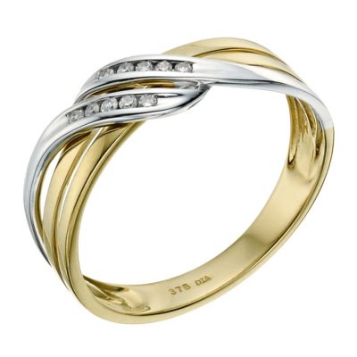 9ct yellow & white gold diamond wrap over ring - Product number 9259732