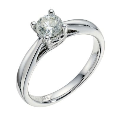 9ct white gold 0.66pt solitaire diamond ring - Product number 9259996