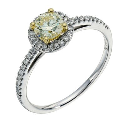 18ct yellow & white gold lemon diamond halo ring - Product number 9260269