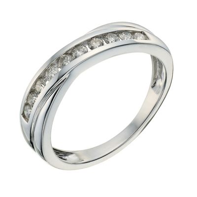 9ct white gold 0.33pt diamond crossover band - Product number 9261060