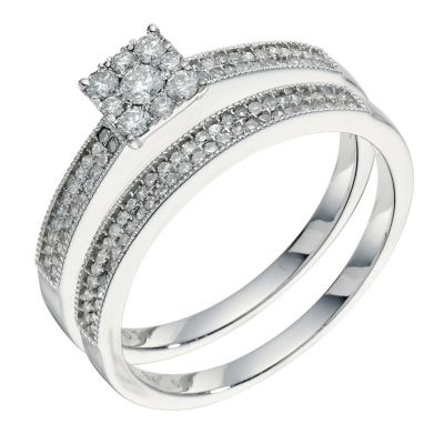9ct white gold half carat diamond bridal set - Product number 9262237