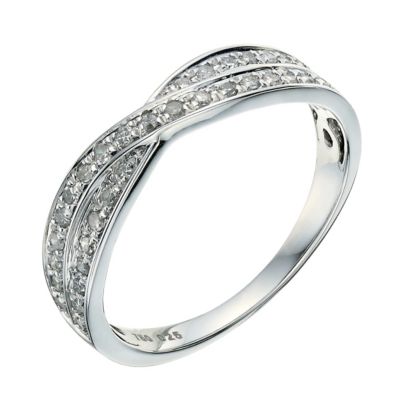 18ct white gold crossover 1/4 carat diamond wedding ring - Product number 9262903