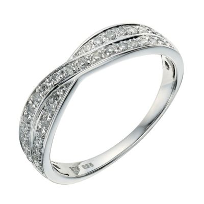 9ct white gold crossover 0.25ct diamond wedding ring - Product number ...