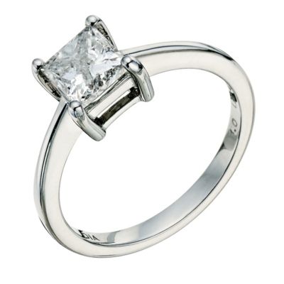 Platinum 1 carat princess cut diamond solitaire ring - Product number 9263632