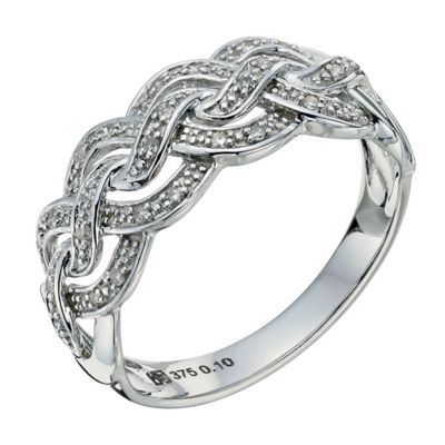 9ct white gold diamond wave ring - Product number 9264159