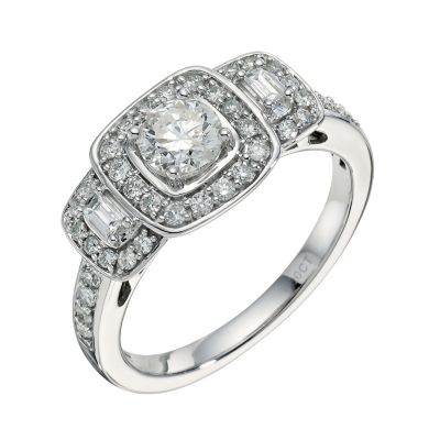 18ct white gold 1 carat diamond cluster & halo ring - Product number 9264698