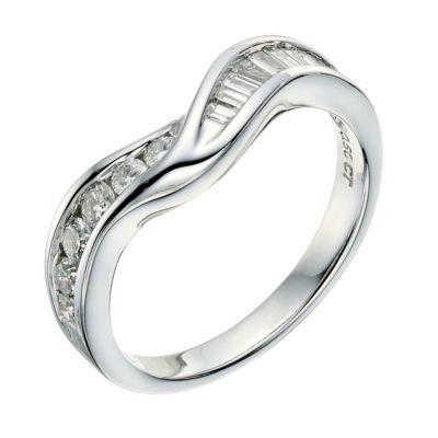 18ct white gold half carat diamond shaped wedding ring - Product number 9264825