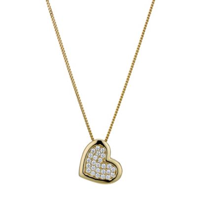 Silver & 18ct Gold Plated Heart Swarovski Zirconia Pendant - Product number 9265155
