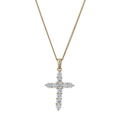 Silver & 18ct Gold Plated Swarovski Zirconia Cross Pendant - Product number 9265163