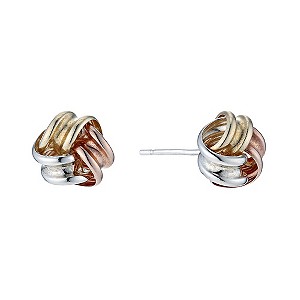 Silver, 9ct Yellow & Rose Gold Knot Stud Earrings