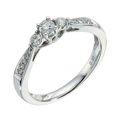 9ct white gold 0.33pt diamond three stone ring - Product number 9265643