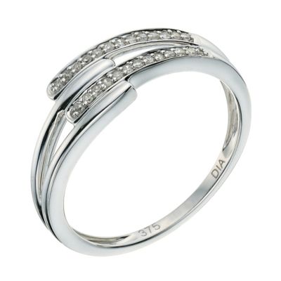 9ct white gold diamond wishbone crossover ring - Product number 9266097