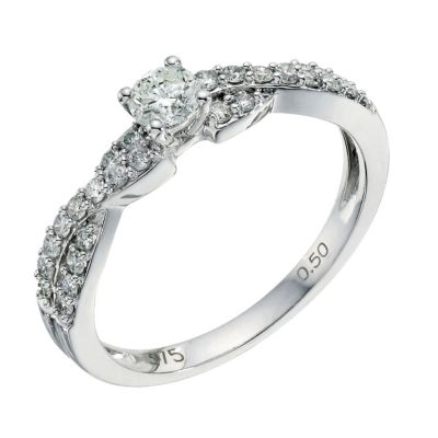 9ct white gold 1/2 carat diamond double twist shoulder ring - Product number 9266526
