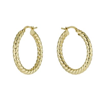 Together Bonded Silver & 9ct Yellow Gold Twist Creoles - Product number 9267972