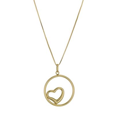9ct Yellow Gold Circle & Heart Pendant - Product number 9268294