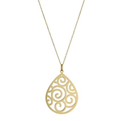 9ct Yellow Gold 16.5" cut out pear pendant - Product number 9268316