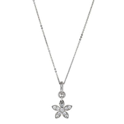 9ct White Gold Cubic Zirconia Flower Pendant - Product number 9268340