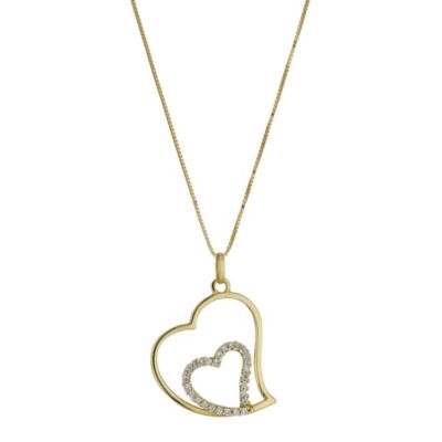 9ct Yellow Gold Cubic Zirconia Double Heart