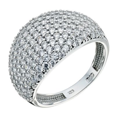 9ct white gold cubic zirconia dome ring - Product number 9269436