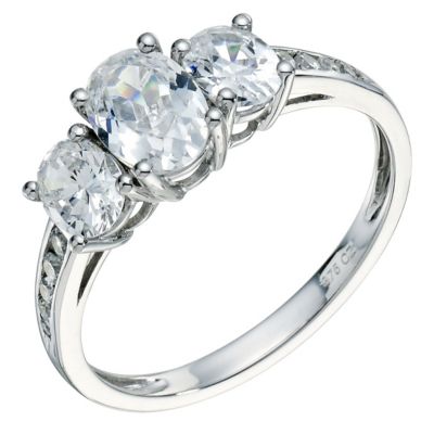 9ct white gold cubic zirconia 3 stone ring - Product number 9269614