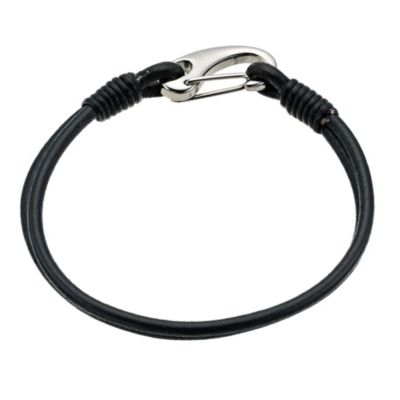 Unique double black leather and steel bracelet - Product number 9270876