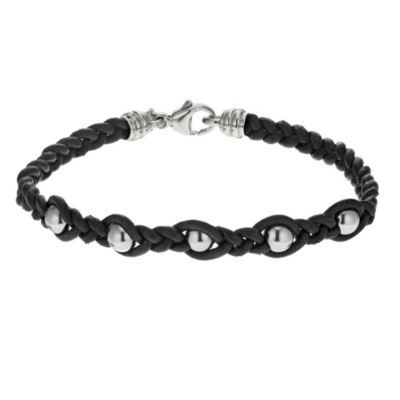 Unique silver & black leather knot bracelet - Product number 9271066