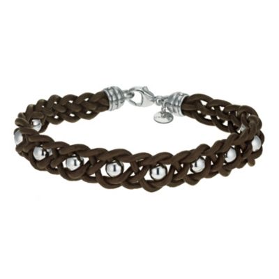 Unique silver & brown leather knot bracelet - Product number 9271074