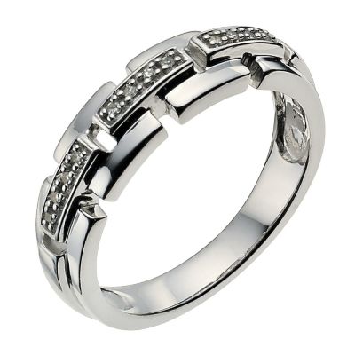9ct white gold 3 brick diamond ring - Product number 9271112