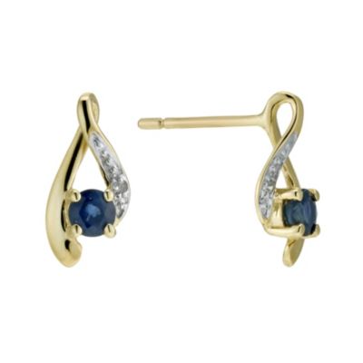 9ct yellow gold sapphire & diamond earrings - Product number 9271406