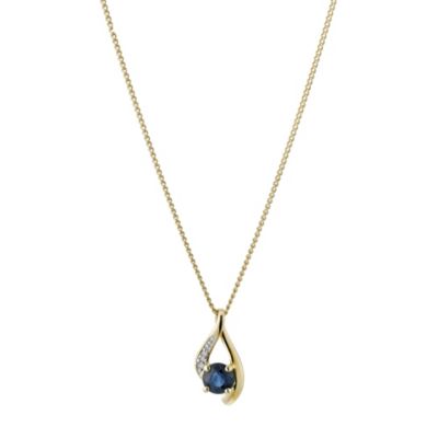 9ct yellow gold sapphire & diamond pendant - Product number 9271546