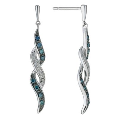 9ct white gold blue & white diamond swirl pendant - Product number 9271856