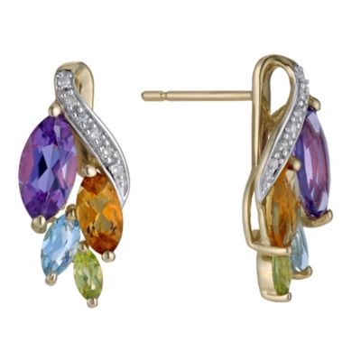 9ct yellow gold semi precious stone earrings - Product number 9271872
