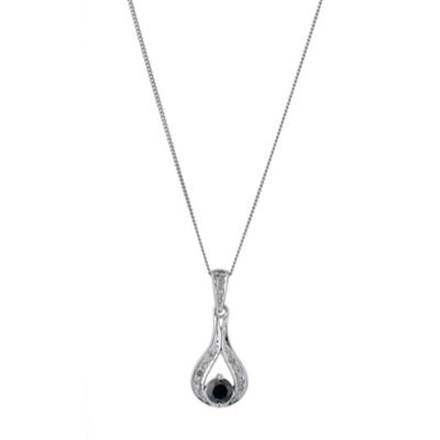 9ct white gold black & white diamond drop pendant - Product number 9271880