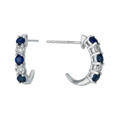 9ct white gold sapphire & diamond hoop earrings - Product number 9271945