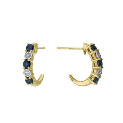 9ct yellow gold sapphire & diamond hoop earrings - Product number 9271953
