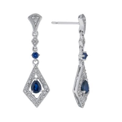 9ct white gold vintage sapphire & diamond earrings - Product number 9271961