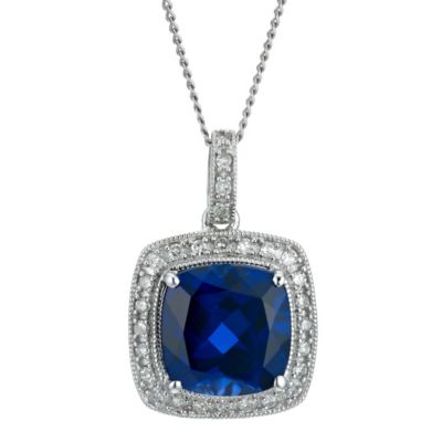 9ct white created sapphire & diamond pendant - Product number 9272003
