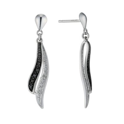 9ct white gold black & white diamond drop earrings - Product number 9272054