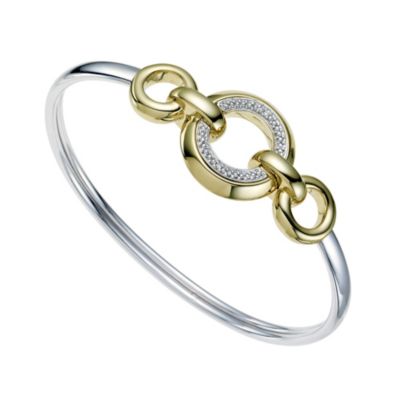 9ct gold and sterling silver diamond circles bangle - Product number 9272895