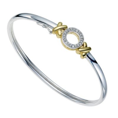 Sterling silver & 9ct gold kiss bangle - Product number 9272917