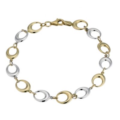 9ct two colour gold oval link 7.5" bracelet - Product number 9273077
