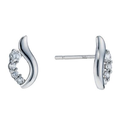 9ct white gold cubic zirconia swirl stud earrings - Product number 9273123