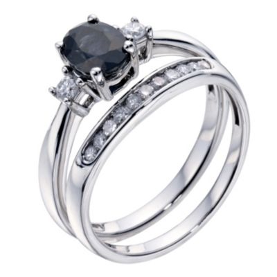 18ct white gold sapphire & diamond bridal set - Product number 9273131