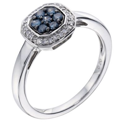 9ct white gold blue & white diamond cluster ring - Product number 9273271