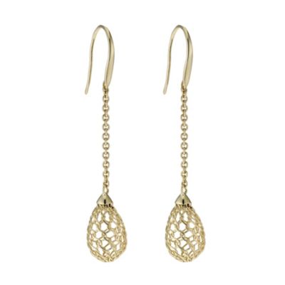 9ct yellow gold mesh cage long drop earrings - Product number 9274189